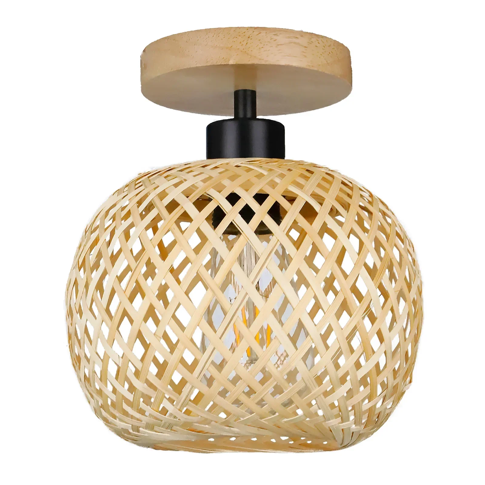 Natura bamboo ceiling lamp with a handwoven shade
