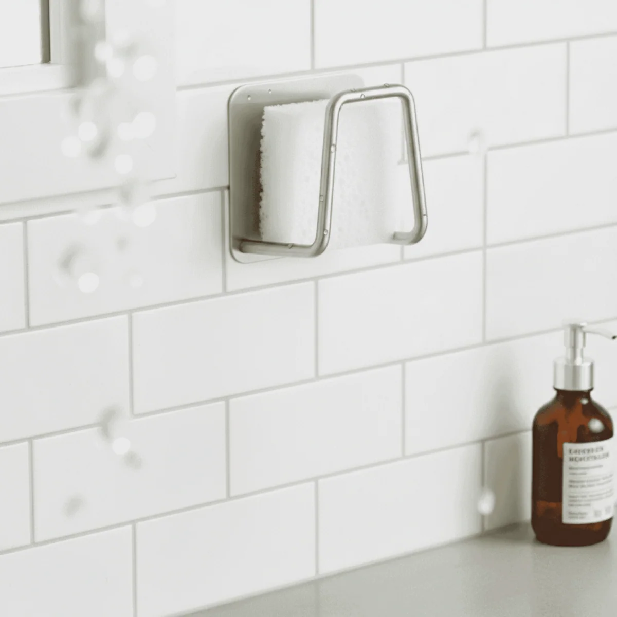 Space-saving stainless steel sponge holder for sinks -