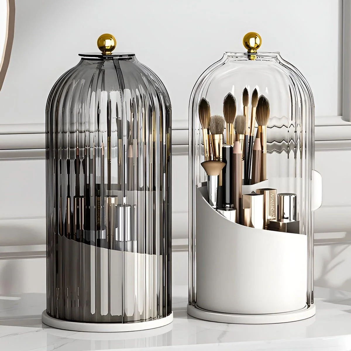 Beauty SpinMate – 360° Rotating Makeup Brush Holder & Cosmetic Organiser with Dustproof Lid