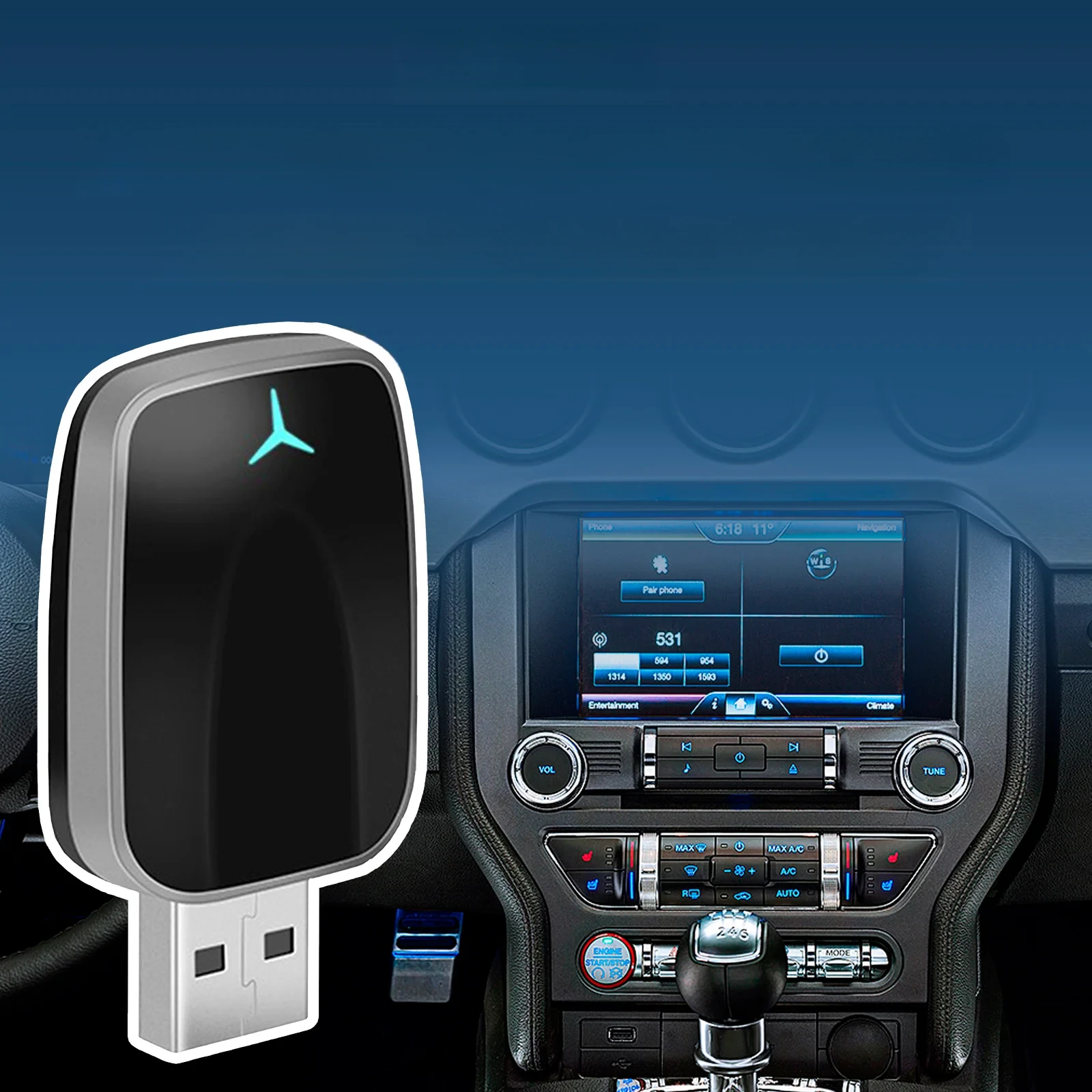 2 in 1 USB Car Dongle Connect Box Wireless Apple Carplay Android Auto Adapter