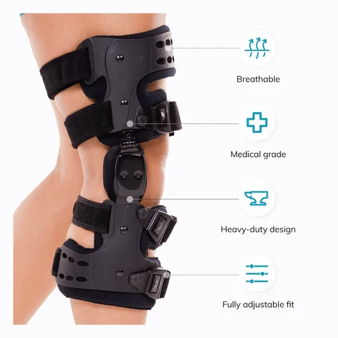 Men's Osteoarthritis Unloader Knee Brace worn on the knee