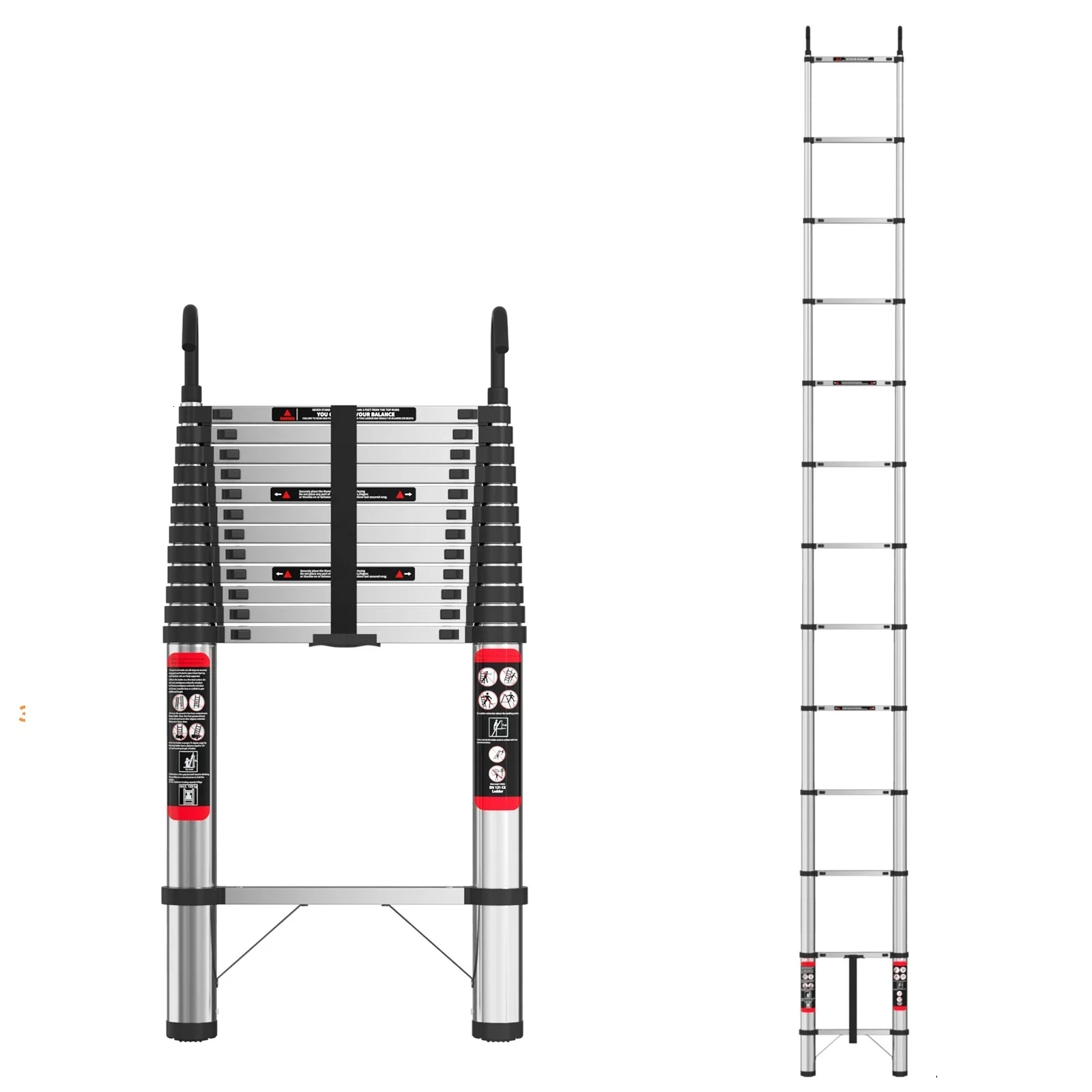 5m Telescopic Ladder Stainless Steel Extendable Ladder for Home & RV Repairs