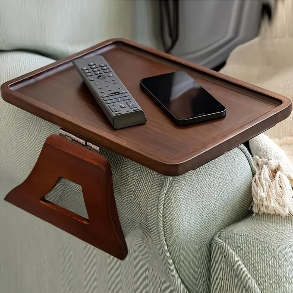 Kedro | Adjustable Bamboo Clip-On Sofa Arm Tray Table for Snacks, Drinks and Laptop Use