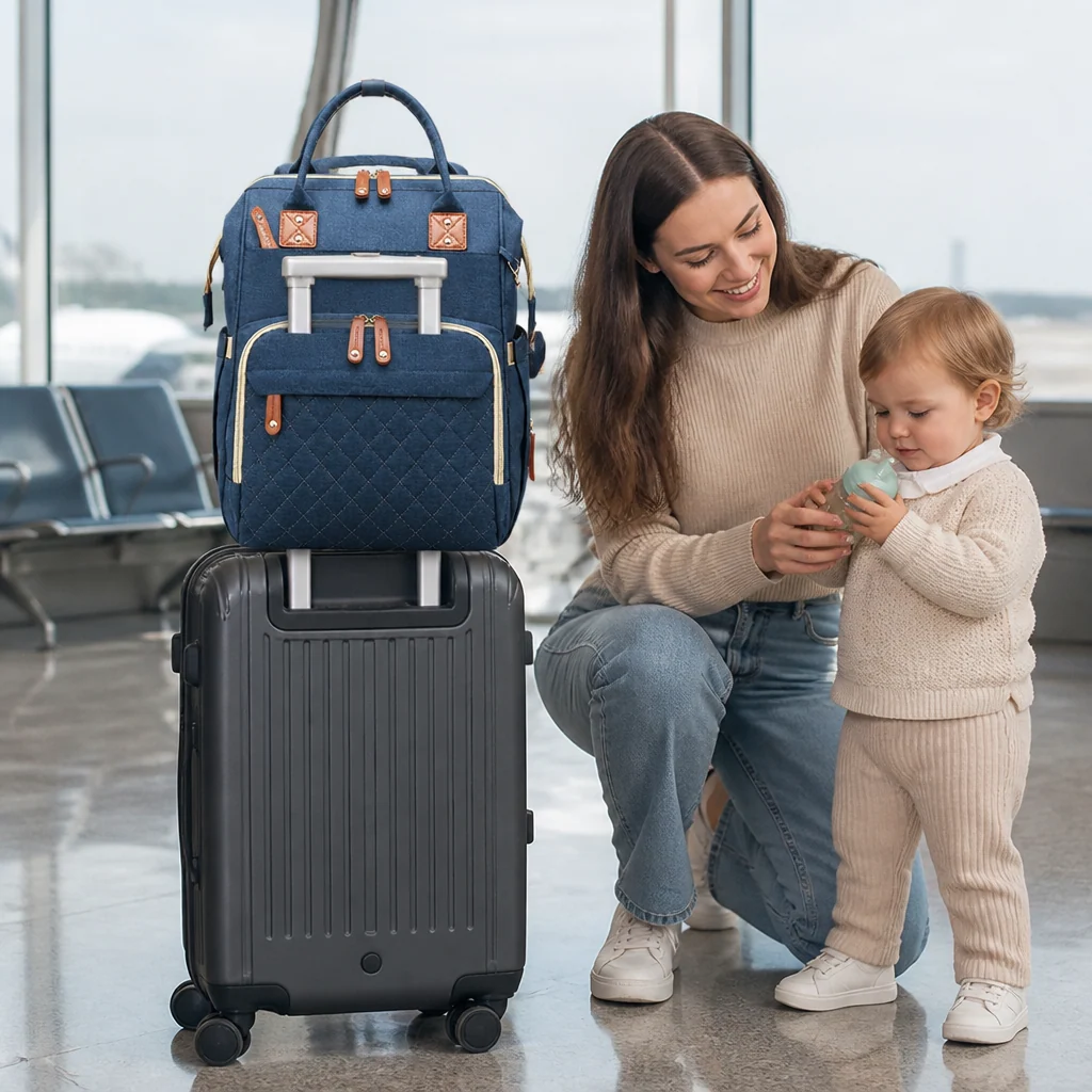 3-in-1 Travel Diaper Backpack with Foldable Baby Bed – Perfect for On-the-Go Parents