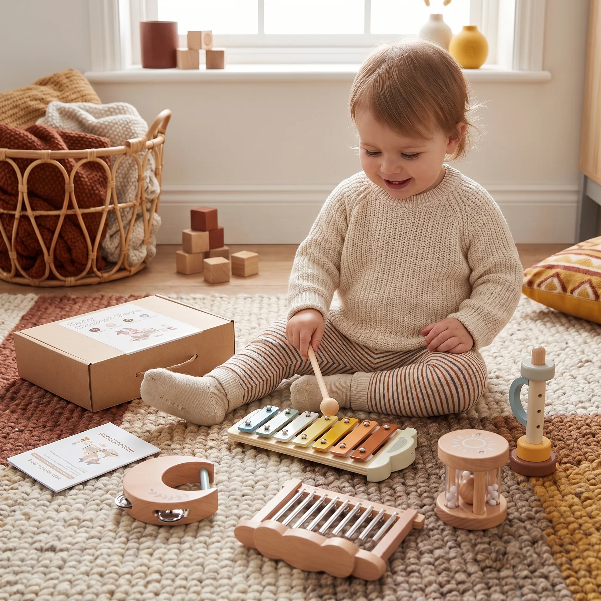 6-Piece Wooden Baby Musical Instrument Set – Sensory Sound & Music Toy