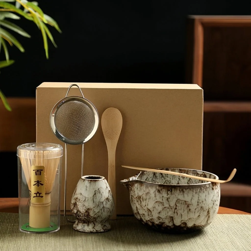 6-Piece Japanese Matcha Tea Set with Ceramic Bowl