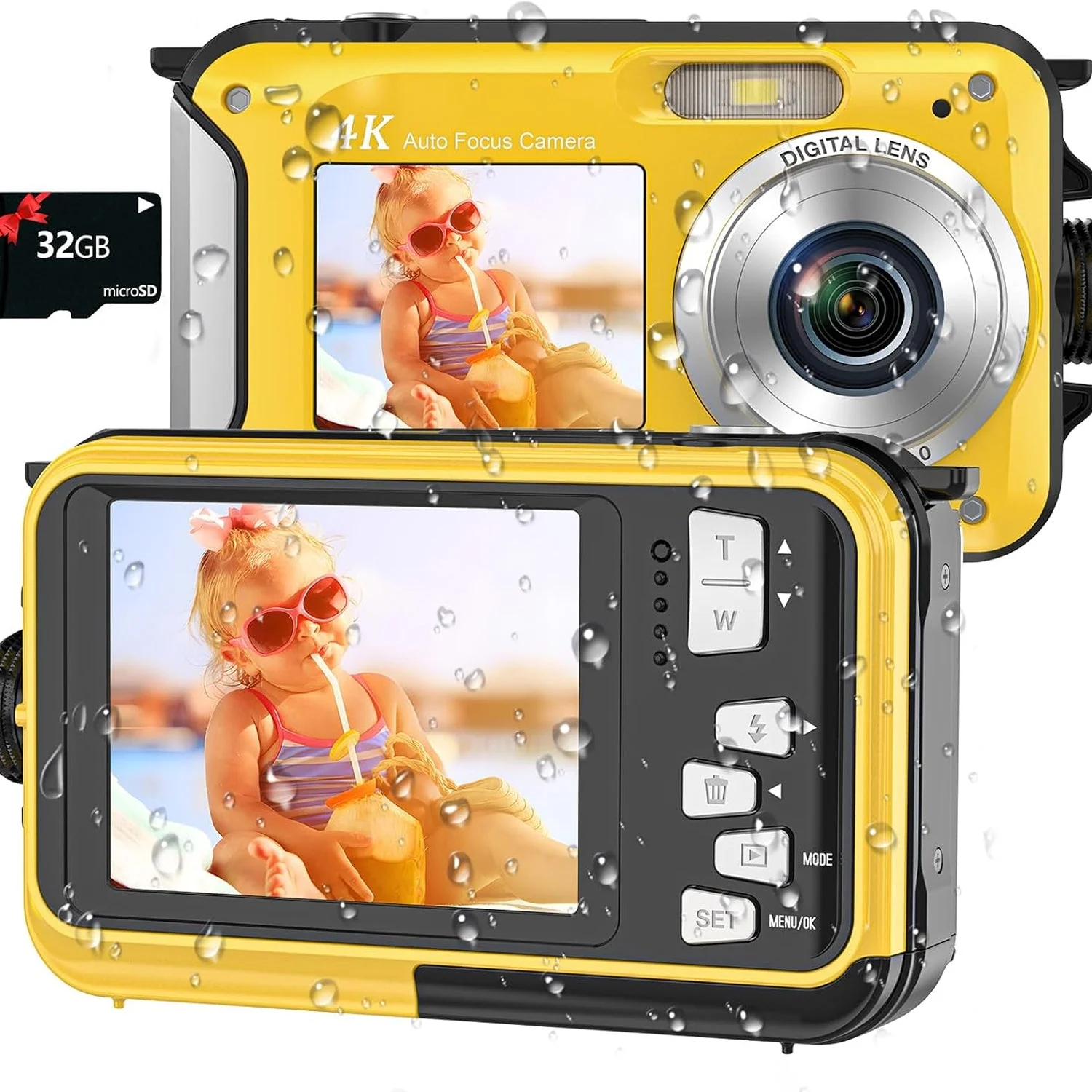 ShotCorix 4K UHD Waterproof Digital Camera – 56MP Dual Screen, 11ft Underwater Selfie Design