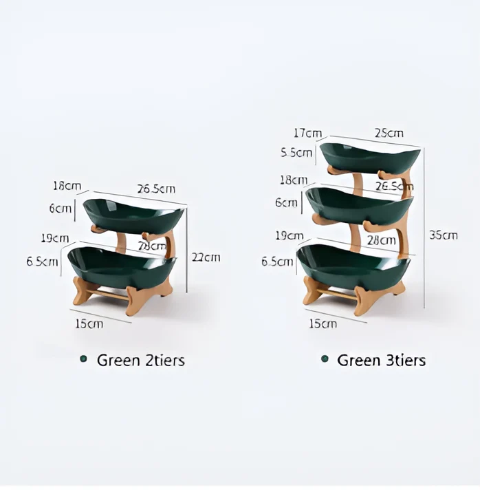 Wooden Tiered Fruit Bowl display stand from another angle