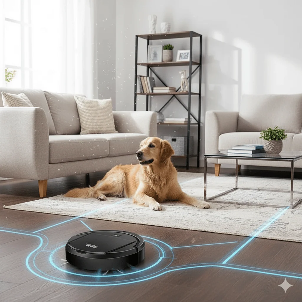 Smart robot vacuum cleaner with low-profile circular body