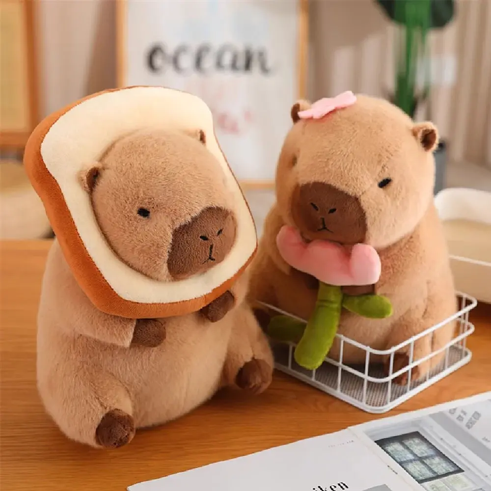 Cute capybara stuffed animal doll with an extra soft toast theme, a capy bara plushie that makes a birthday gift for kids and adds charm to room decor