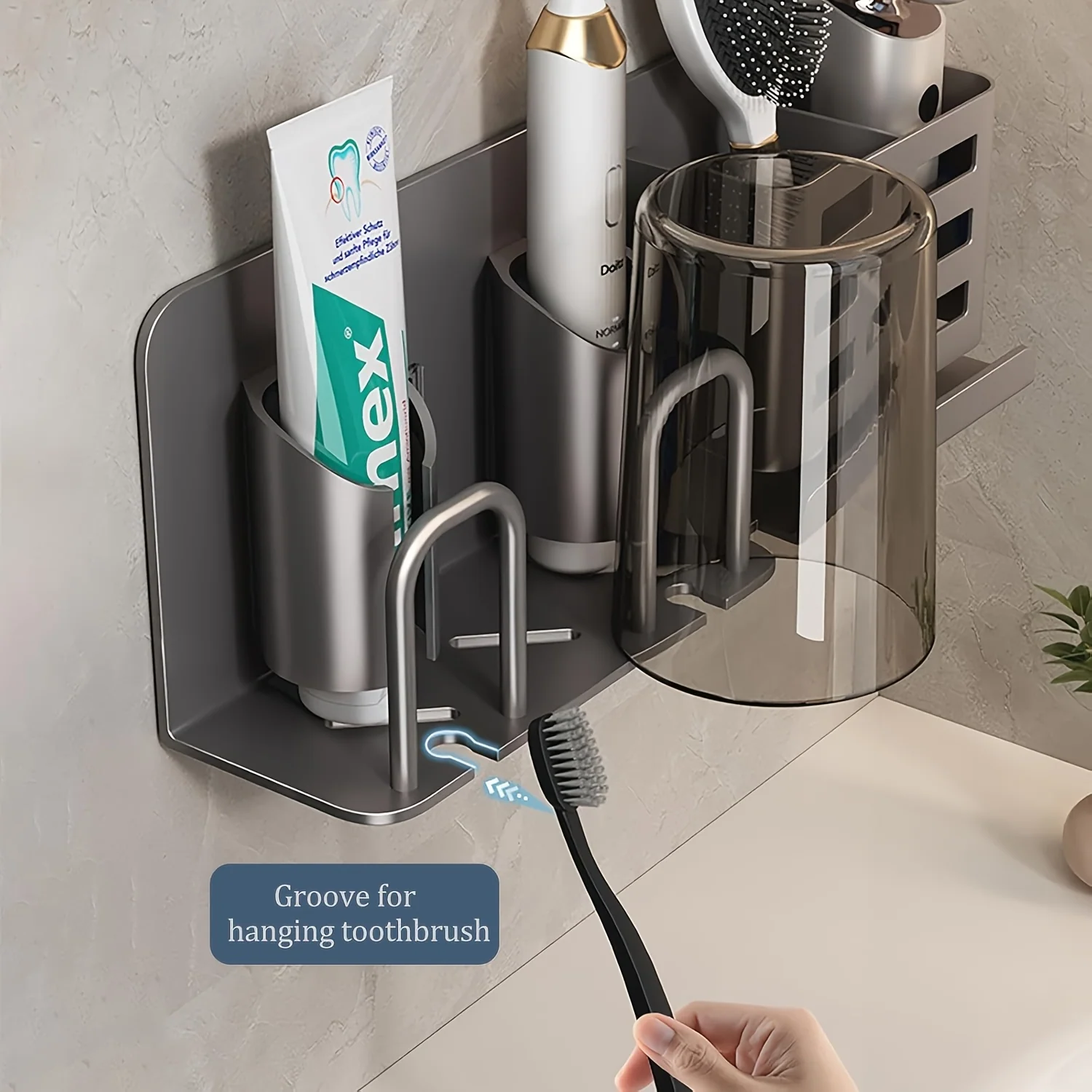 BristleHub wall-mounted toothbrush holder in a bathroom