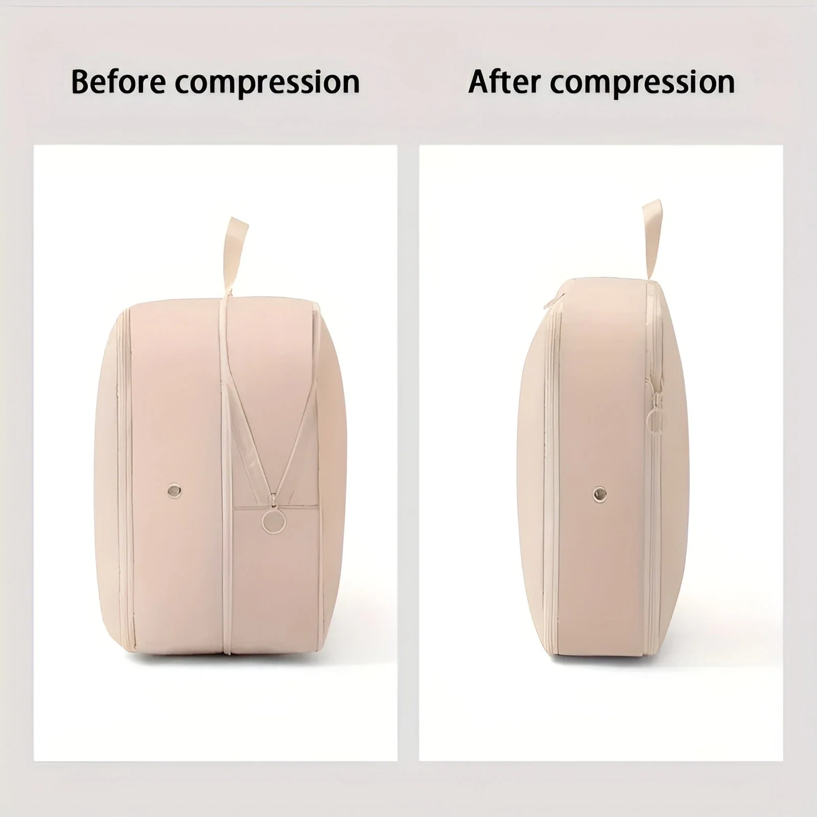 Compression storage bag with zip lock in use for clothes and bedding