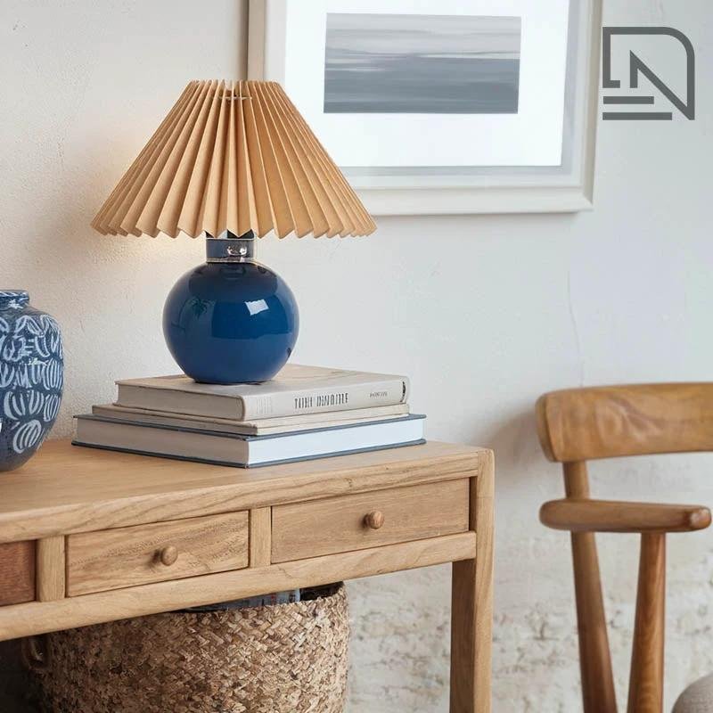Minimalist Table Lamp / Pleated Shade Bedside Light
