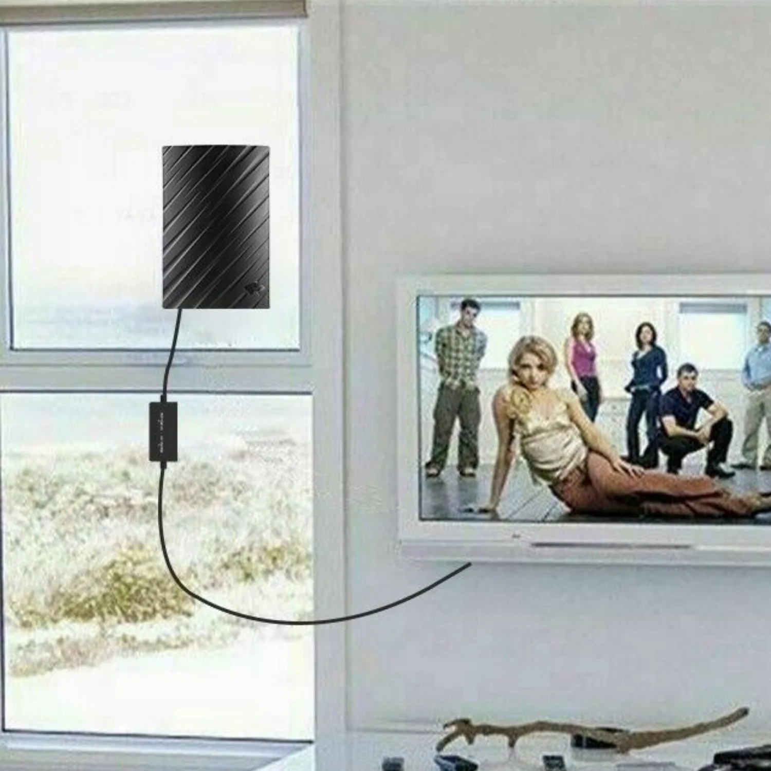 Amplified Indoor TV Antenna | 600-Mile Range, 39 dBi Gain, 75 Ω Impedance | HD & 4K Reception, 5 m Coaxial Cable Included