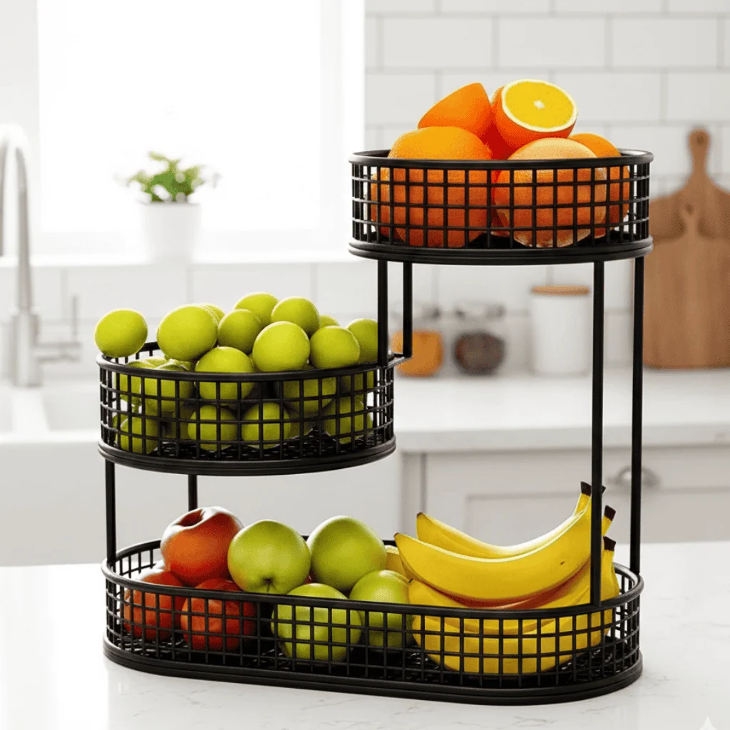 AuroraNest Round Multi-Tier Metal Fruit and Snack Display