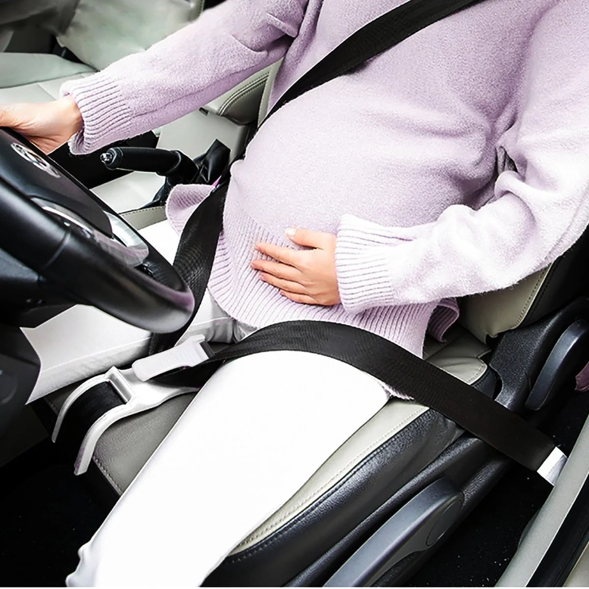 Pregnancy Safety Belt Strap, Seat Belt Extender - Prevent Compression of Abdomen