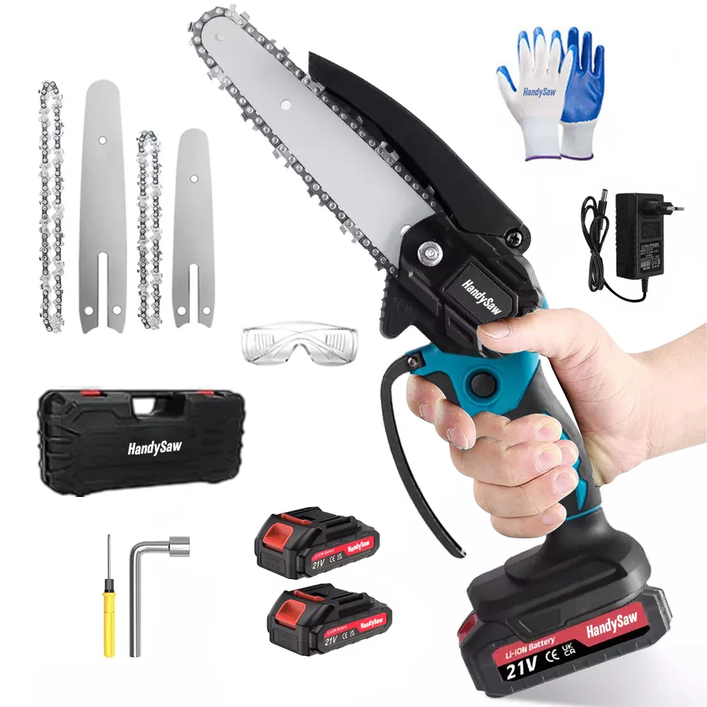 SawPro™ Cordless Mini Chainsaw – 3000W One-Hand Saw with 2 Batteries