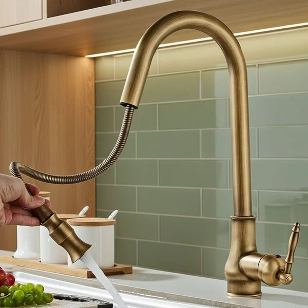 FLEXTAP pull-out sprayer tap in an antique bronze finish, image 0